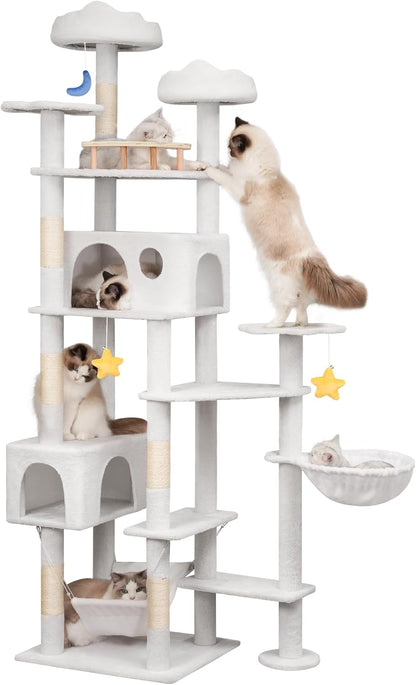 85in Tall Cat Tower for Heavy Duty Big Cats, Large Cat Tree with Scratching Post, Plush Perches