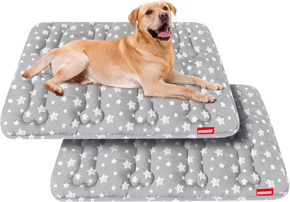 Dog Crate Mat (36" X 23") 2 Pack, Soft Dog Bed Mat with Cute Stars, Personalized Dog Crate Pad