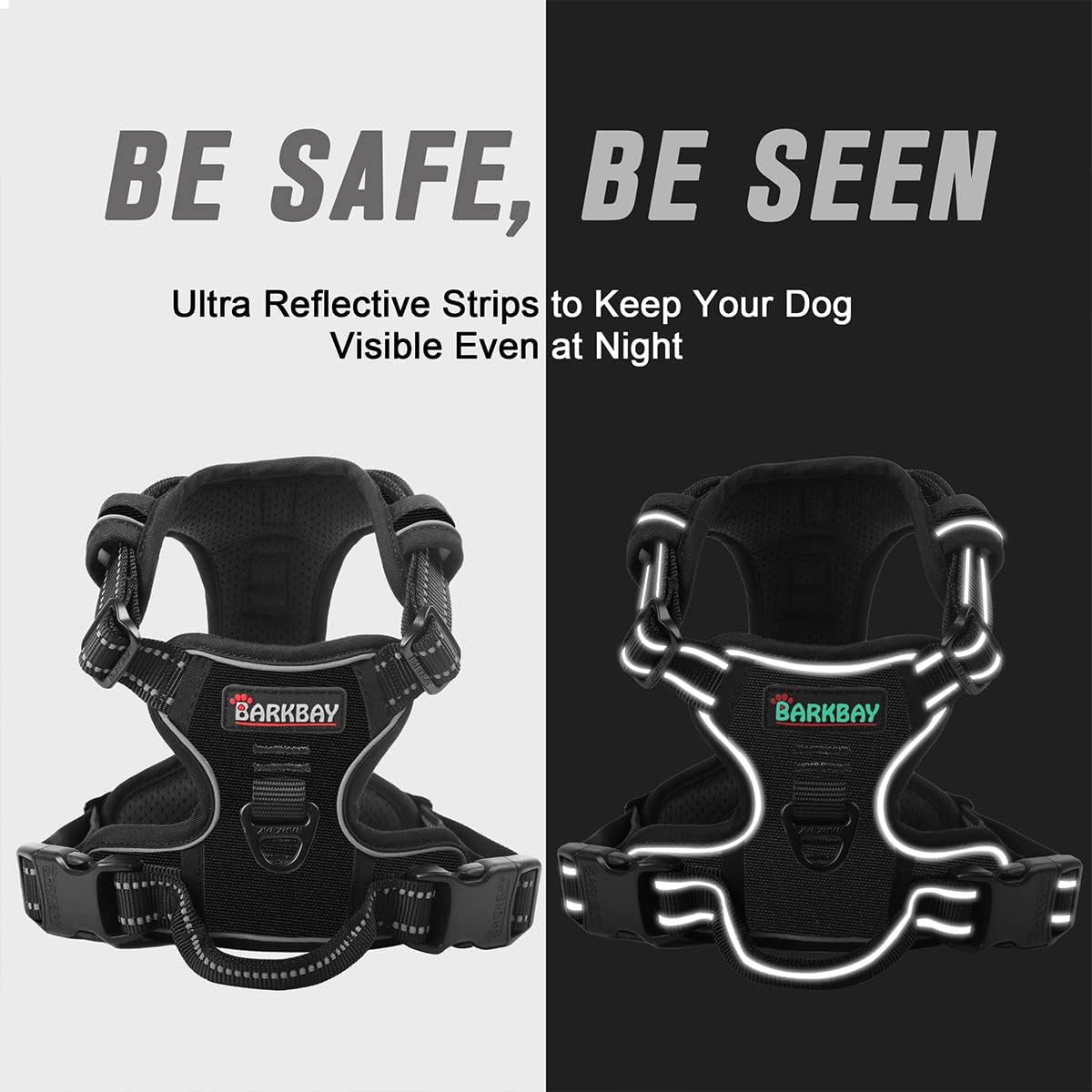 BARKBAY No Pull Dog Harness Front Clip Heavy Duty Reflective Easy Control Handle for Large Dog