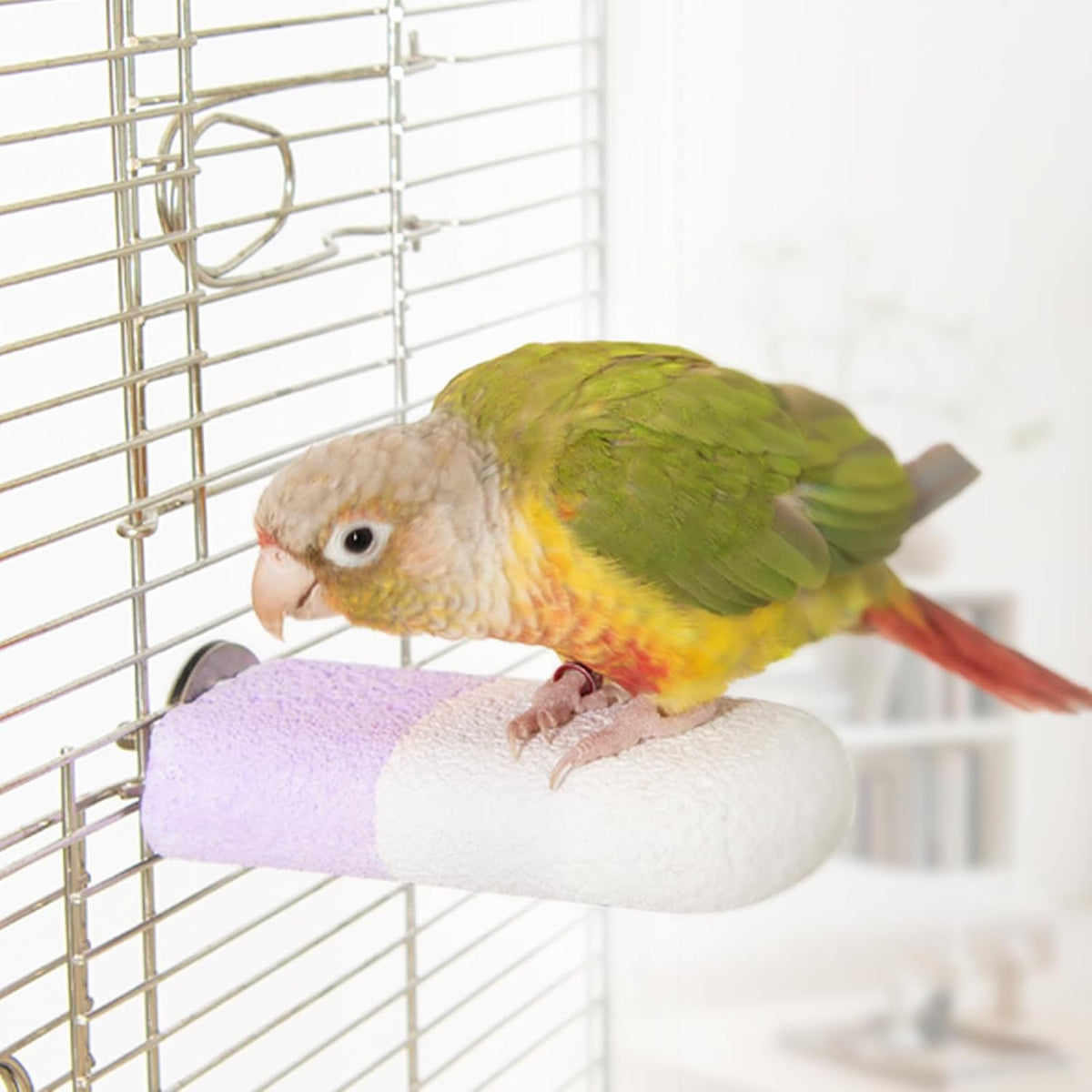 Natural Mineral Bird Perch for Cage Parrot Perch Platform for Beak Grinding Claw Trimming & Chewing