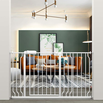 ALLAIBB Extra Wide Pressure Mounted Baby Gate Walk Through Child Kids Safety Toddler Tension White