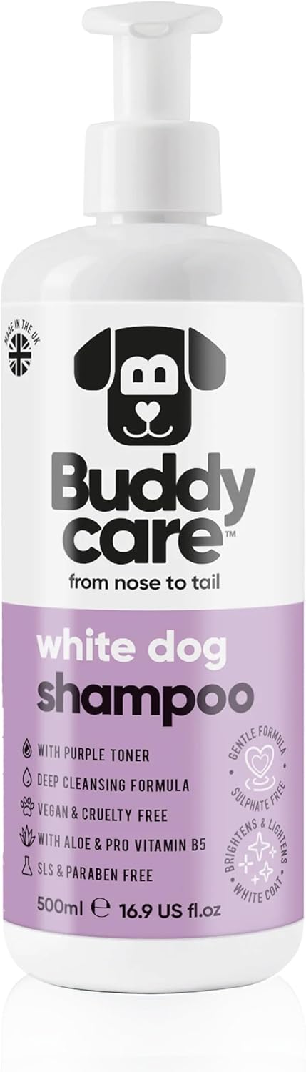 White Dog Shampoo by Buddycare (33.8oz) | Brightening and Whitening Shampoo for Dogs | Deep