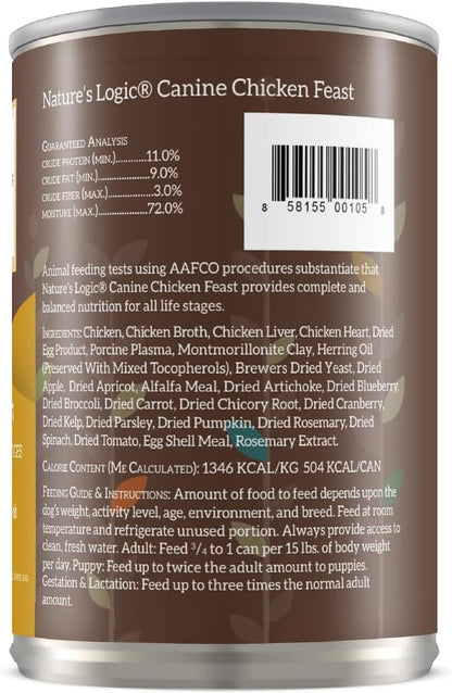 Nature's Logic Grain-Free Canned Dog Food - 95% Animal Proteins - 100% Natural Wet Dog Food Cans