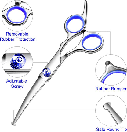 Professional Dog Grooming Scissors Kit, Titanium Coated Dog Scissors for Grooming, Grooming Shears