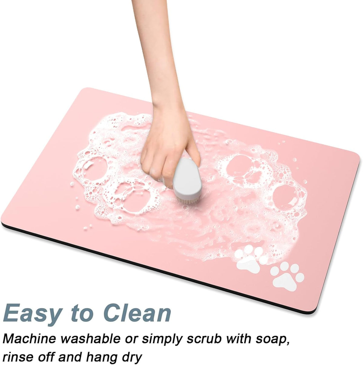Rnivvi Dog Food Mat, 16" x 24" Footprint Absorbent Dog Cat Bowl Mat for Food and Water, Cute