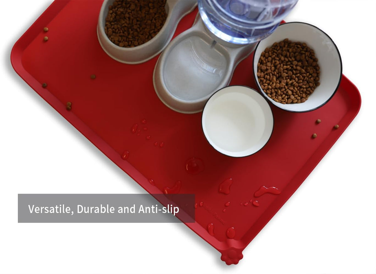 Hoki Found X-Large Silicone Non Slip Pet Feeding Mats - Waterproof Dog Cat Food Mats for Carpet