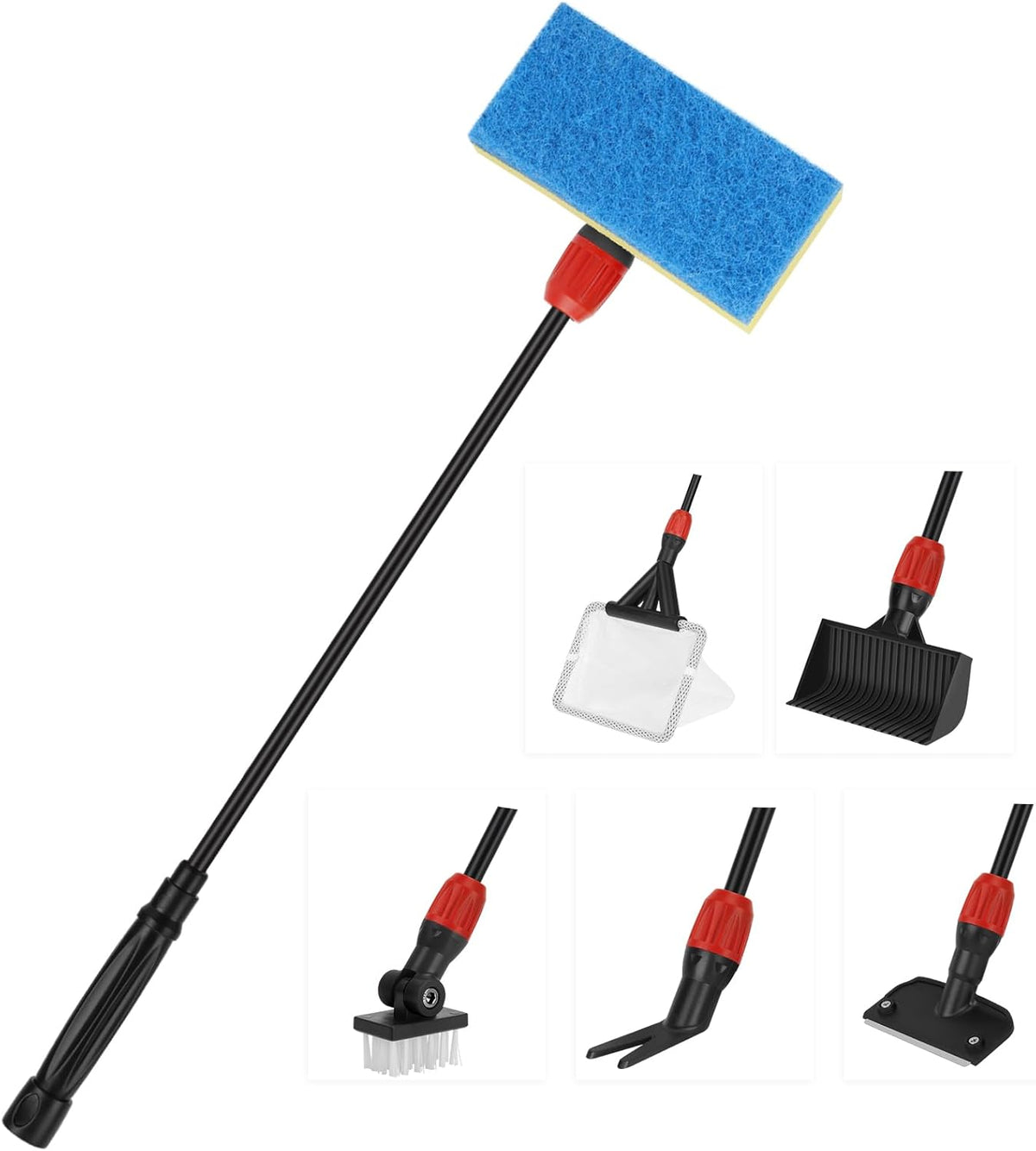 hygger Multi-Use Fish Tank Cleaner, 6 in 1 Aquarium Cleaning Tools Kit with 17.7 Inches Long Handle