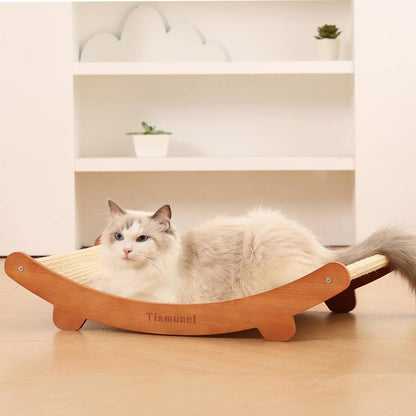 Sisal Cat Scratcher Bed, Beech Wood Cats Hammock,Cat Scratch Pad Indoor cat Toy,Durable Cat