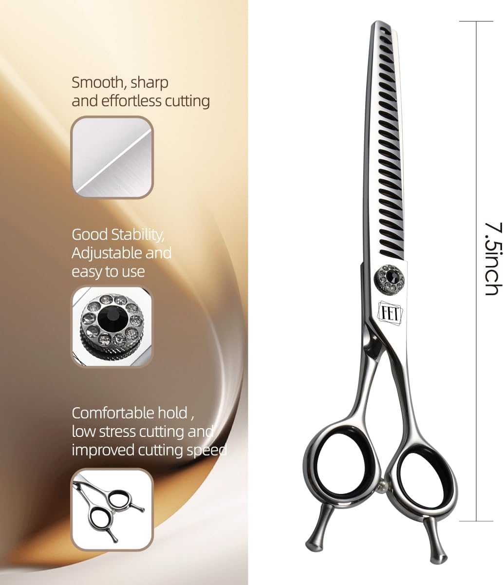 Dog Grooming Scissors: 7.5 inch Pet Chunker Shears Made Of Japanese 440C Advanced Stainless Steel
