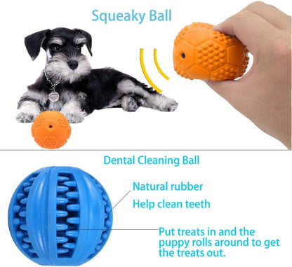 Puppy Balls - Pack with Different Functions & Teething Toys for Small Dogs, Squeaky Dog Balls