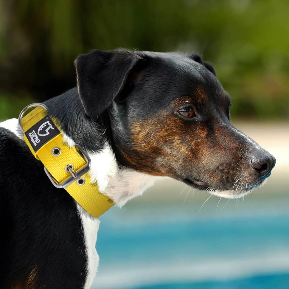 TSPRO Tactical Dog Collar 1.5 Inch Wide Thick Dog Collars with Heavy Duty Metal Buckle, Durable