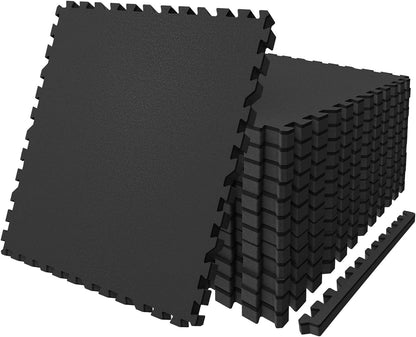 AIRHOP 0.79in Thick 48 Sq Ft Exercise Equipment Mats, 12 Tiles Upgraded Rubber Top with High