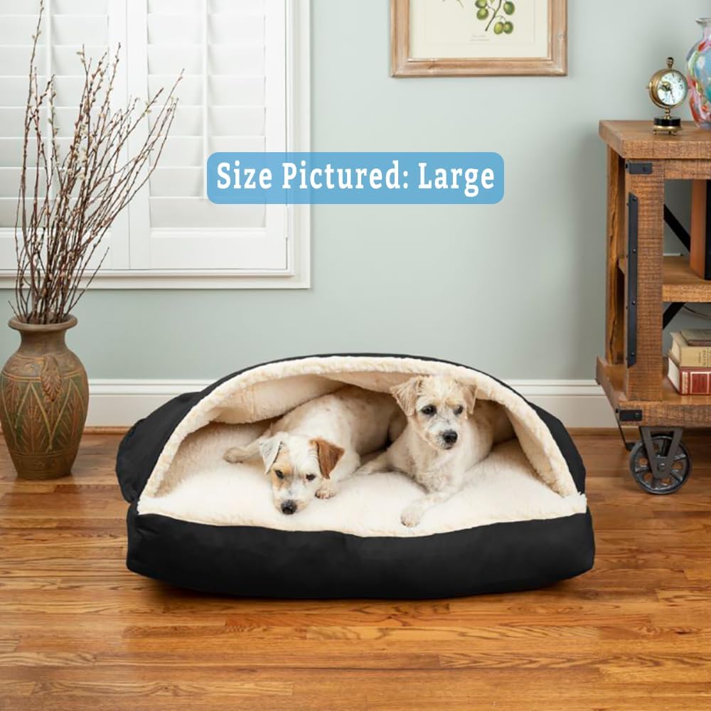 Snoozer Pet Products Luxury Rectangle Cozy Cave Dog Bed with Microsuede, Small, Black