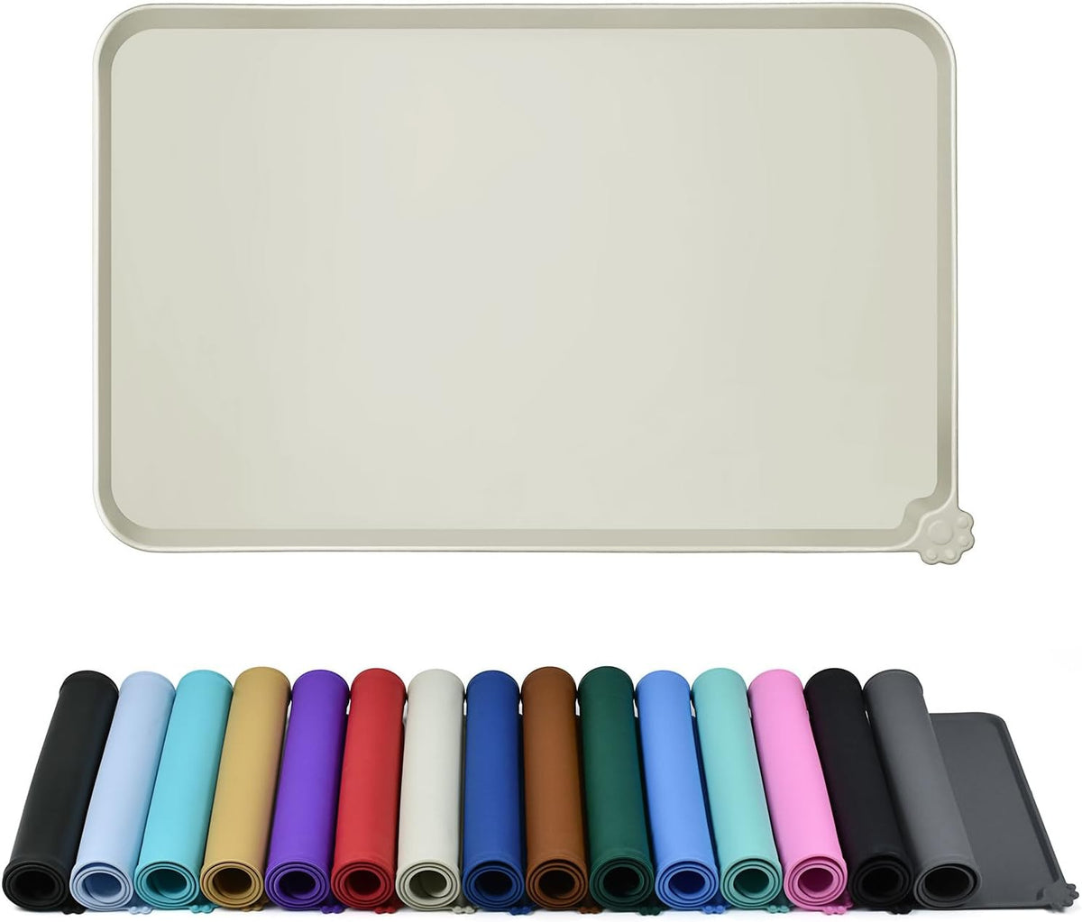 Waterproof Pet Feeding Mat with High Raised Edges, Heavier and Thicker Placemats for Cat Dog Water