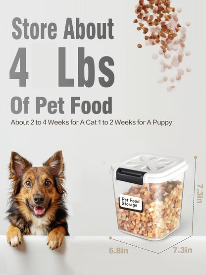 Pet Food Storage Container, 5 lbs Dog Cat Treat Storage Bin with Lid, Dry Food Storage for Dog