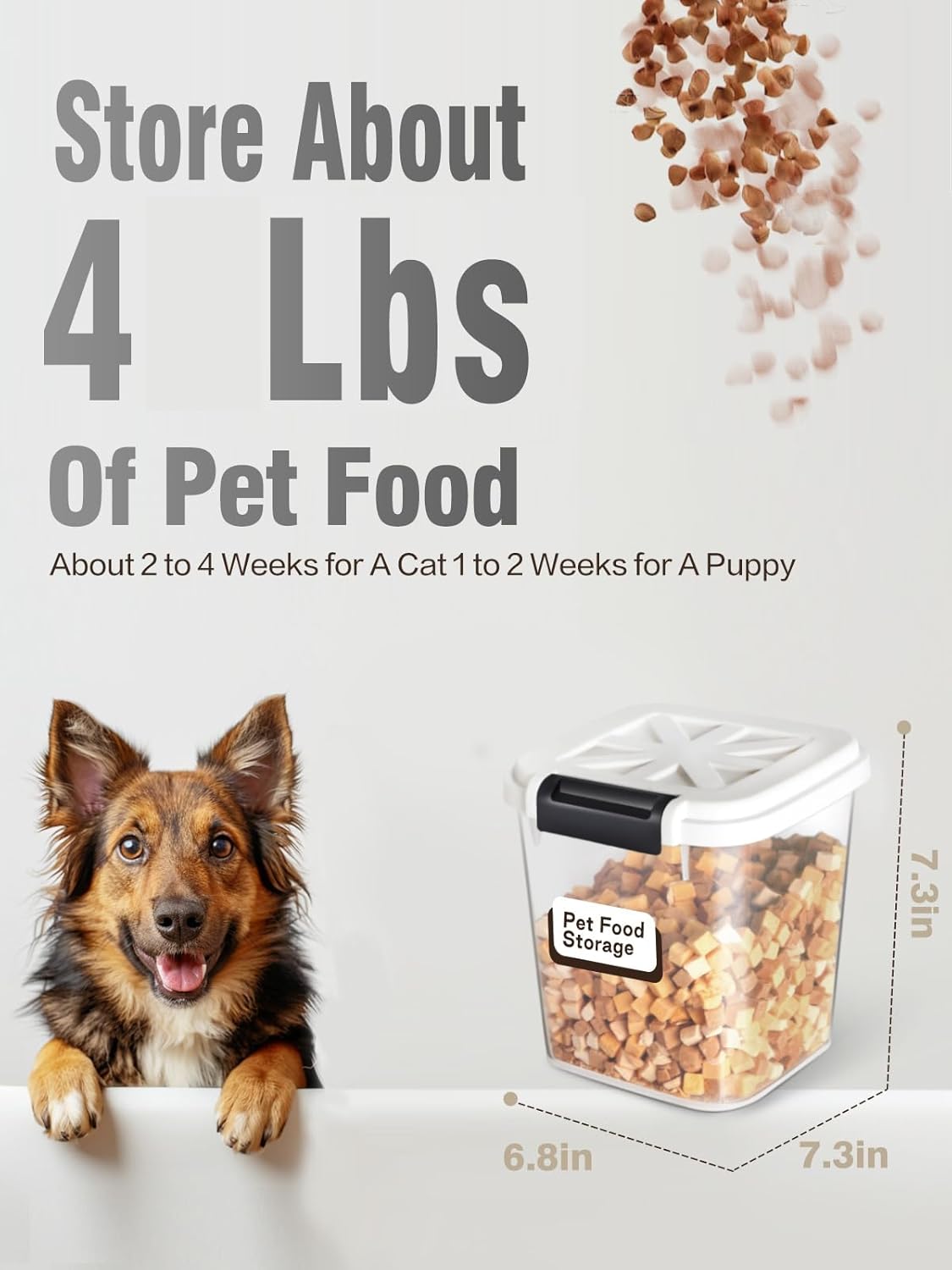 Airtight Dog Food Storage Container 20 lbs, Pet Food Storage Bin with Lid 4 lbs & 6 lbs & 10 lbs, 3