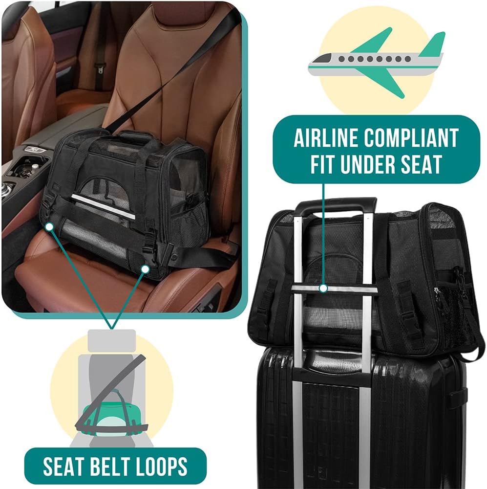 PetAmi Airline Approved Pet Carrier for Cat, Soft Sided Dog Carrier for Small Dogs, Cat Travel