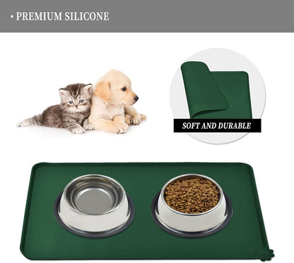 Waterproof Pet Feeding Mat with High Raised Edges, Heavier and Thicker Placemats for Cat Dog Water
