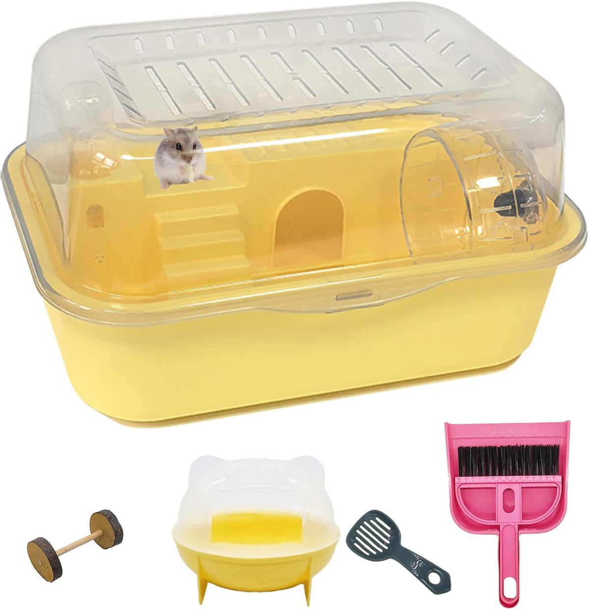Hamiledyi Small Hamster Cage Clear Plastic Hamster Cage Portable Carrier with Water Bottle Exercise