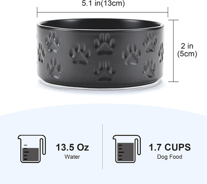 SPUNKYJUNKY Ceramic Dog and Cat Bowls 2 Pack, 5.1'' Dog and Cat Food Water Double Feeding Bowls