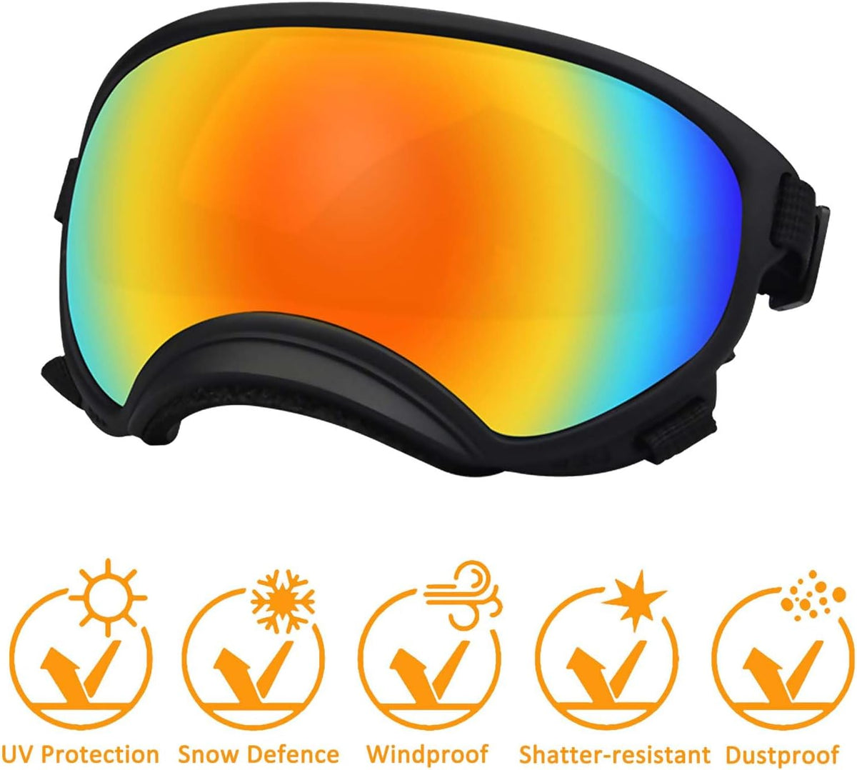 Medium Dog Sunglasses with Adjustable Strap UV Protection, Winproof Dog Puppy Sunglasses, Suitable