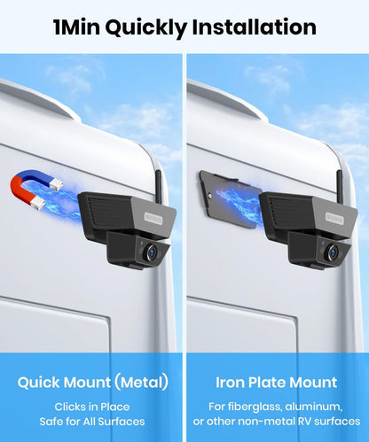 AUTO-VOX Wireless Backup Camera Solar Magnetic: 1-Min DIY Install, 5" 1080P Hd Dual Channel