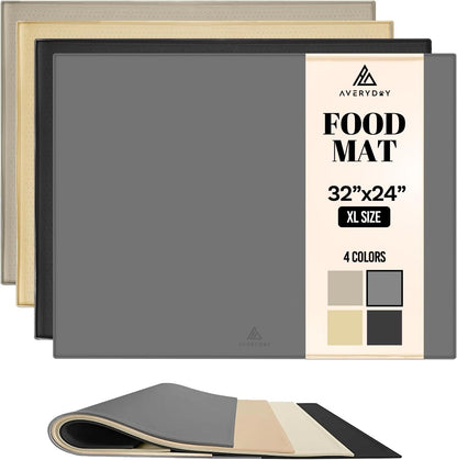 AVERYDAY 32x24'' Silicone Dog Mat for Food and Water, 0.63'' Edge Dog Food Bowl Mats for Floor