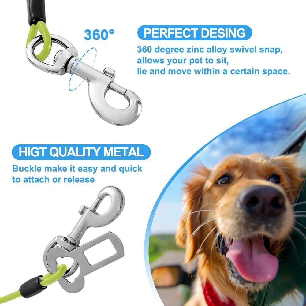 Dog Seat Belt Harness for Car,Dog Seatbelt of Coated Wire Leash Safety Restraint,No Chew Tether