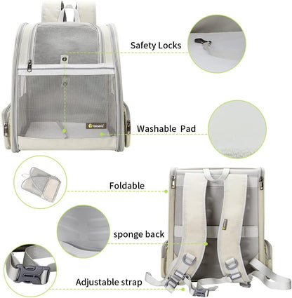 Texsens Pet Backpack Carrier for Small Cats Dogs | Ventilated Design, Safety Straps, Buckle