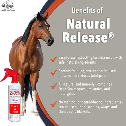 Natural Release Muscle Spray Treatment - Horse Liniment for Sore Muscles, Joint Pain, Tendon &