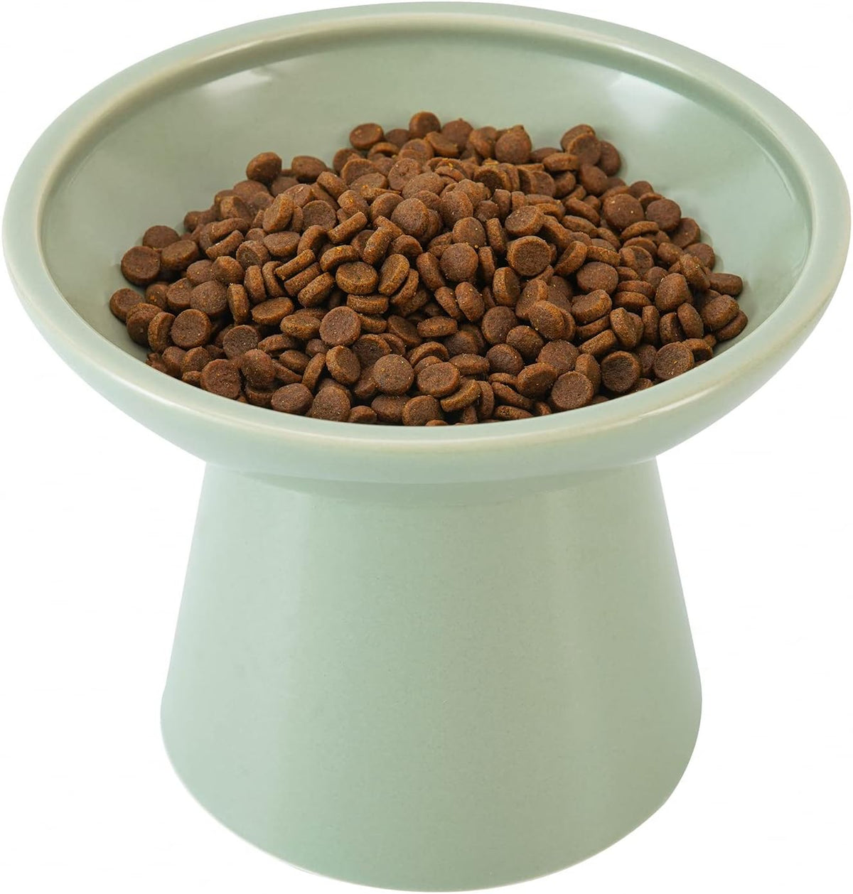 Extra Wide Elevated Ceramic Cat Food Bowl - 6.2" Shallow Dish for Whisker Fatigue Relief, 5" Height