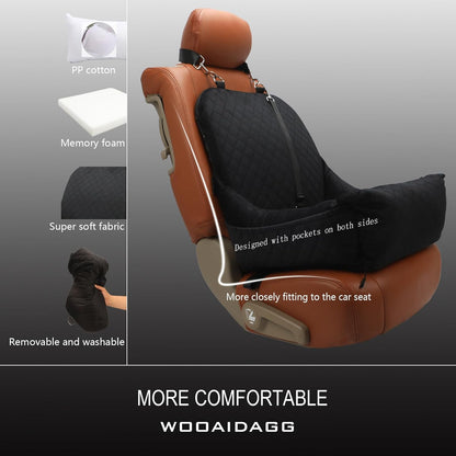 Dog Car Seat for Small Dogs Up to 25 lbs,Covered Ultra-Soft Fabric and Fill in Memory Foam,Fully