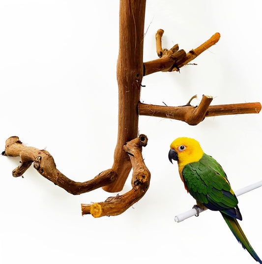 Allazone Natural Parrot Perch Bird Stand Branch Wild Grape Stick Paw Grinding Branch Parakeet