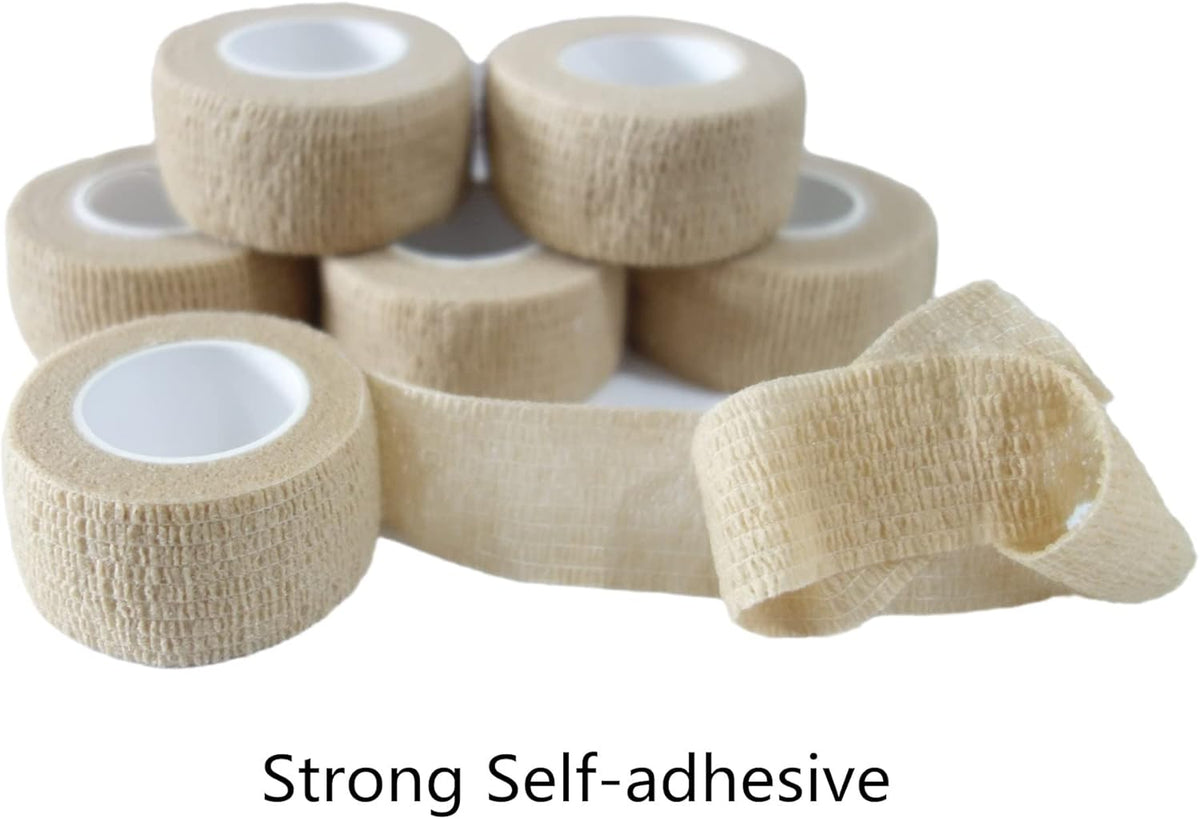6 Pack 1" x 5 Yards Self Adhesive Bandage Wrap Breathable Cohesive Vet Wrap for Pets, Elastic