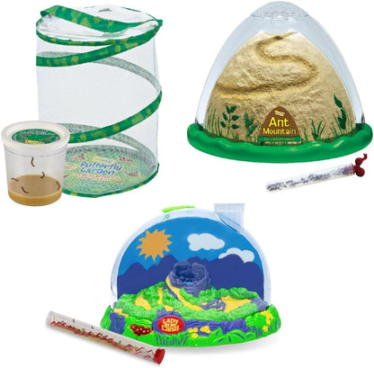 Insect Lore Bug Camp Bundle | Butterfly Kit with 1 Cup Live Caterpillars | Ladybug Land with 1 Tube