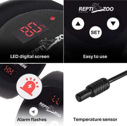 REPTIZOO Dimming Thermostat, PID Temperature Controller with Memory Function, Reptile Thermostat
