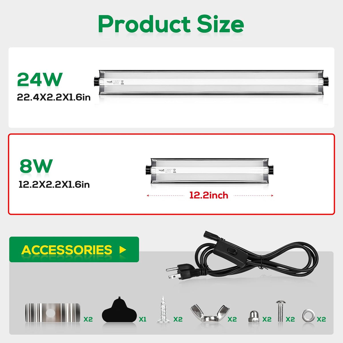 T5 Reptile Light Fixture Combo Kit 8W Light Fixture Reptile Terrarium Hood 10.0 UVB Light Bulb