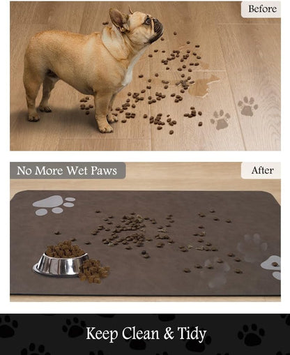 Pet Feeding Mat-Absorbent Dog Mat for Food and Water Bowl-No Stains Quick Dry Water Dispenser
