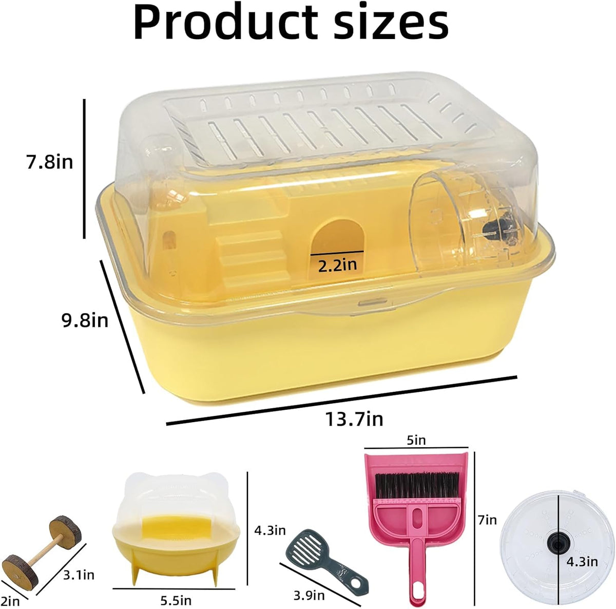 Hamiledyi Small Hamster Cage Clear Plastic Hamster Cage Portable Carrier with Water Bottle Exercise