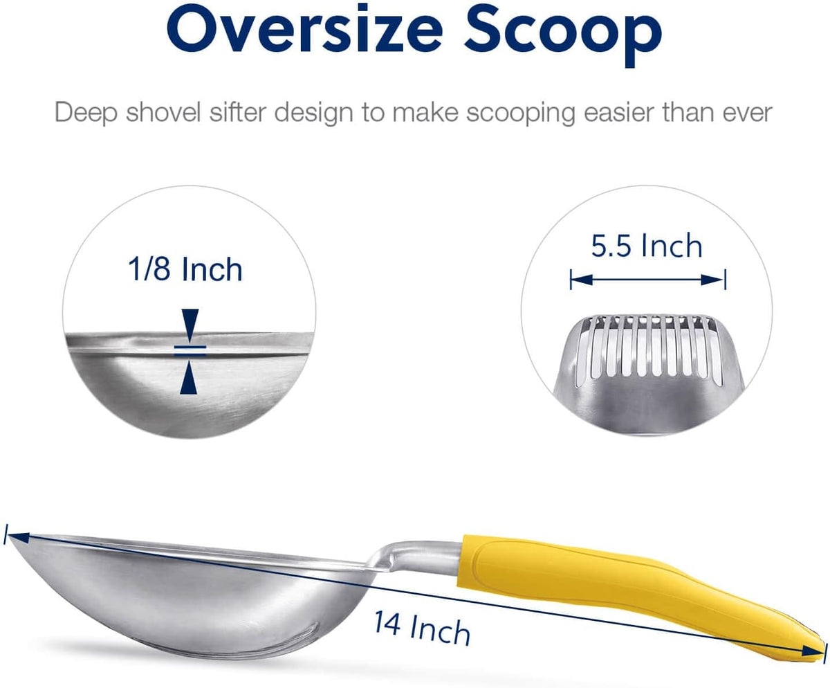 WePet Cat Litter Scoop, Aluminum Alloy Sifter, Kitty Metal Scooper, Deep Shovel, Long Handle, Poop