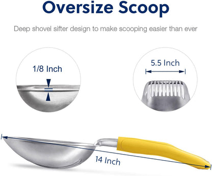 WePet Cat Litter Scoop, Aluminum Alloy Sifter, Kitty Metal Scooper, Deep Shovel, Long Handle, Poop