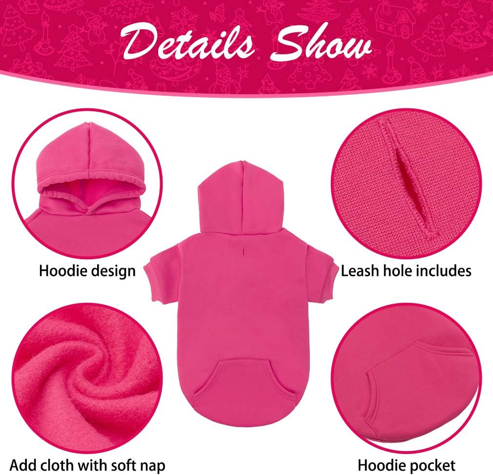 KOOLTAIL Basic Dog Hoodie - Soft & Warm Dog Hoodie Sweater with Leash Hole and Pocket, Dog Winter