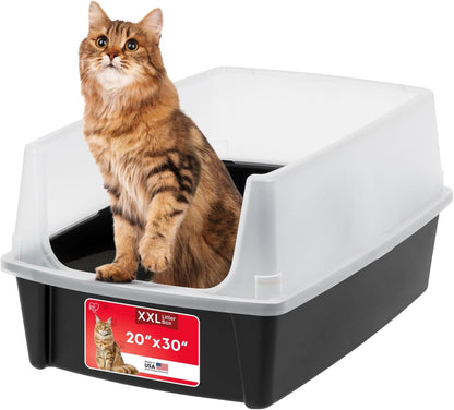 IRIS USA XX-Large Cat Litter Box, Open Top Extra Large Litter Box for Big Cats and Multi-Cat