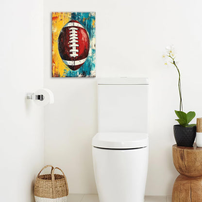 Graffiti Football Bathroom Pictures Wall Art, Rugby Sport Bathroom Wall Decor, Colorful Football