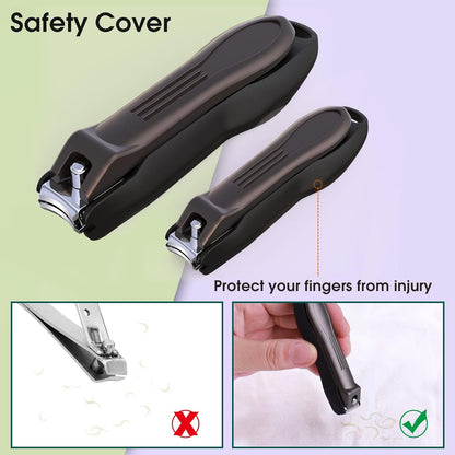 GLAMFIELDS Nail Clipper with Catcher, No Splash Fingernail Toenail Clipper Stainless Steel Nail