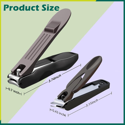 GLAMFIELDS Nail Clipper with Catcher, Large Fingernail Toenail Clipper,Slanted Edge Nail Clippers