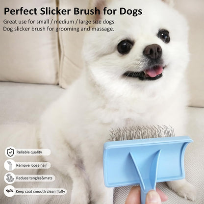 Slicker Brush for Poodles and Goldendoodles - Curved Brush for Thick, Fluffy, Shedding Fur on Dogs