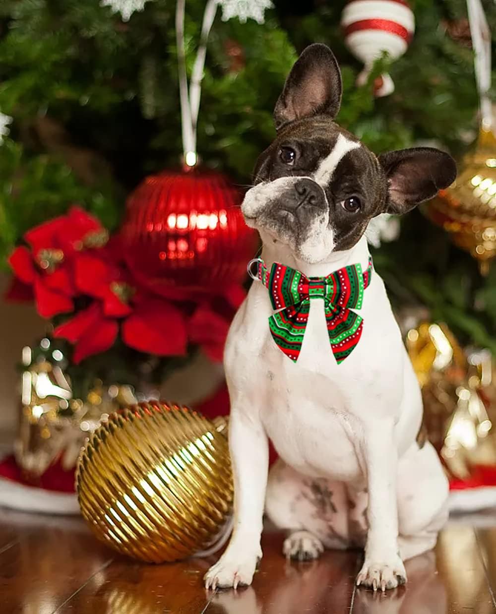 Lionet Paws Christmas Dog Collar with Bowtie, Dog Sailor Bow Collar with Metal Buckle for Dogs and