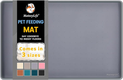 MateeyLife Silicone Cat & Dog Food Mat for Floors Waterproof, Anti-Slip Dog Bowl Mats for Food and