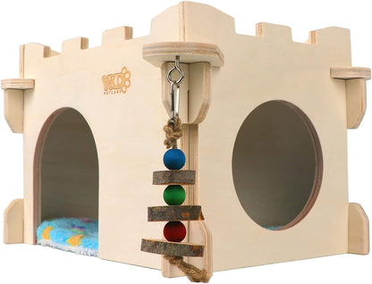 YKD Castle Chinchilla House - Small Animal Hideout for Chinchilla Guinea Pig Hedgehog, or Rat